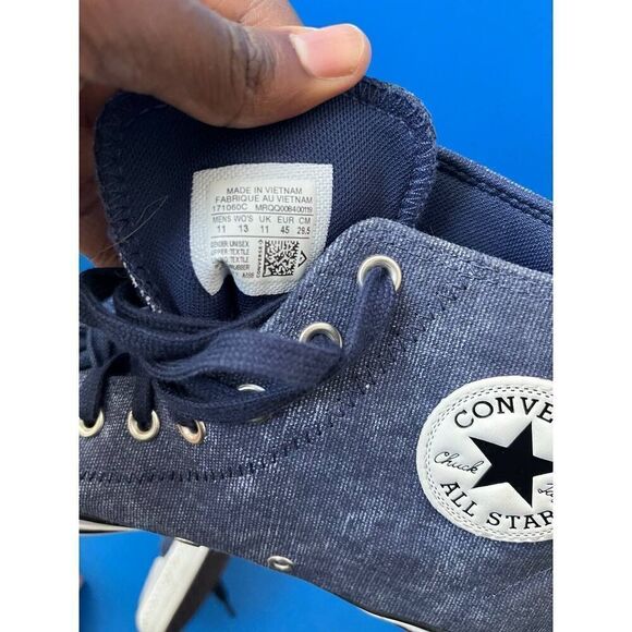 Converse Chuck Taylor All Star Hi Mens Size 11 Blue Denim High Top Shoes Sneaker - Picture 6 of 6